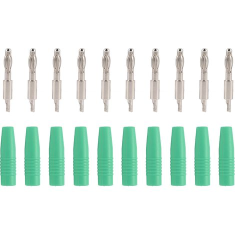 10 Pièces Connecteurs Banane 4mm Mâle pour Câbles de Test Multimètre et Haut-parleurs DIY - Vert (1/5)