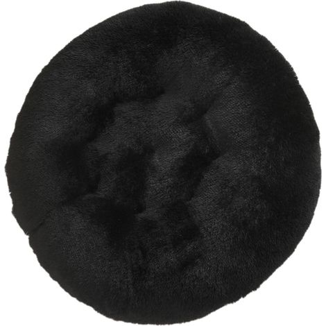 Round Warming Dog Basket, Winter Plush Cat Basket, Dog Cushion, Non-Slip Pet Mat, Portable Cat Cushion, for Large, Medium, and Small Pets (Black, 40cm) (1/5)