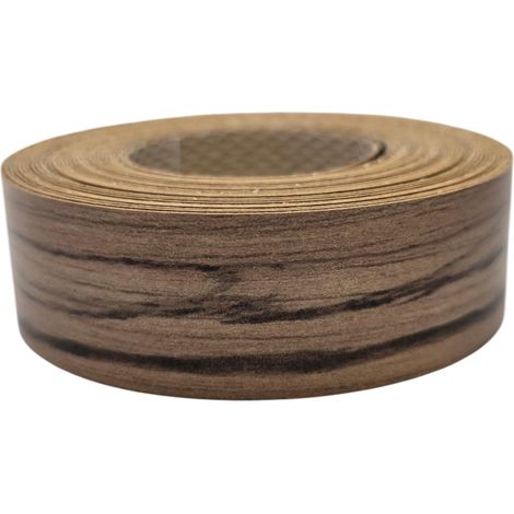 1x Bande de Chant Thermocollant 21mm x 5m Epaisseur 0,50mm Mélaminé Facile à Appliquer Bricolage Étagère Meuble Panneau Bois Durable, Macassar Ceylan (1/3)
