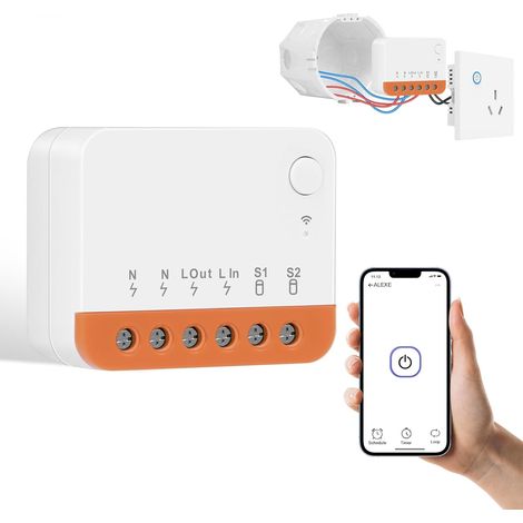 Interrupteur intelligent, 100-240 V, interrupteur intelligent à deux voies, interrupteur de lampe intelligent, raccordement au neutre requis. (1/5)