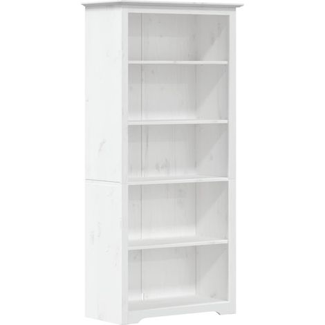 Bibliothèque Armoire à livres BODO blanc 82x40x173 cm bois pin massif 5 niveaux (1/5)
