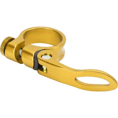 Collier de selle vélo route et VTT, attache rapide en alliage aluminium, compatible tige de selle 31.8mm modèle XT-C68, couleur doré. (1/5)
