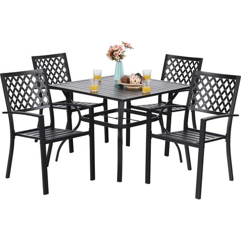 PHIVILLA Garden Table and Chairs Set of 6 Patio Table Chairs Metal Outdoor Bistro Garden Furniture Sets Weather-resistant (1/5)