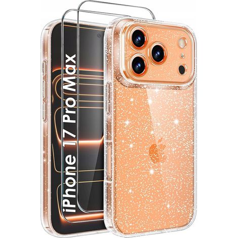 CUSTODIA per IPHONE 17 PRO MAX IN SILICONE GLITTER SHINE glitter 2mm CUSTODIA + 2x VETRO (1/5)