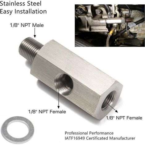 Capteur de pression d'huile NPT 1/8", adaptateur en T vers NPT, ligne d'alimentation turbo, manomètre (1/3)