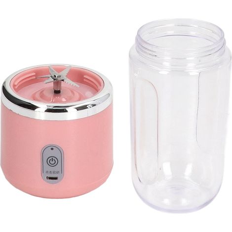 Wiederaufladbarer, tragbarer Fruchtmixer, kleiner multifunktionaler Saftbecher für Zuhause/Studenten, automatisch, pink, 6 Klingen/Einzeldeckel (1/5)