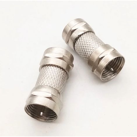 Lot de 2 connecteurs coaxiaux mâles-mâles de type F, adaptateur d'extension de coupleur RF RG6 pour antenne TV, modem (1/5)