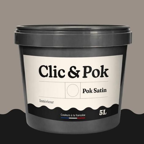 POK SATIN Peinture Mur Plafond – Intérieure Satinée, Lessivable, Multisupport - Taupe Chocolatée - 5L