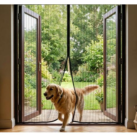 Rideau moustiquaire aimanté pour Porte - L 100 x H 215 cm - Noir (1/4)