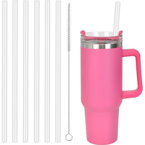 Paquete de 6 pajitas de repuesto Stanley Adventure, 31 cm, reutilizables, con cepillo de limpieza, transparentes, para vasos y tazas de 100 ml. (1/5)