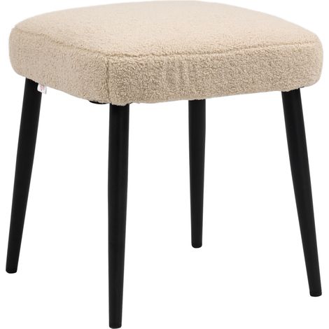 Taburete cuadrado tapizado en efecto cachemir beige 42 x 42 x 47 cm (1/5)