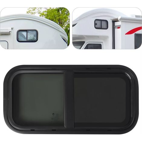 Gojoy – Fenêtre latérale de camping-car 60x30cm – Verre trempé et aluminium – Installation facile avec moustiquaire intégrée – Pour remorques et camionnettes