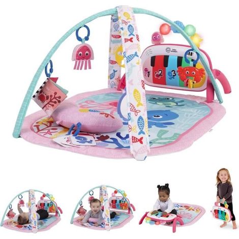 BABY EINSTEIN Alfombra de juego evolutiva para bebé niña 4-en-1 -Kickin’ Tunes- juguete piano, arco de juguetes sensoriales, multilingüe (1/5)