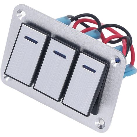 Panneau d'interrupteurs à bascule 3 positions, résistant à l'usure, avec LED bleues, pour voiture, camping-car et yacht (1/5)