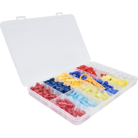 Kit de 156 connecteurs en T pour fils électriques, bornes à déconnexion rapide, pince à dénuder (1/5)