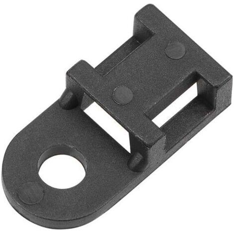 Base de collier câble Grille métallique fixée en permanence à la table murale 19,6 x 9,5 x 5 mm Noir 100 pièces