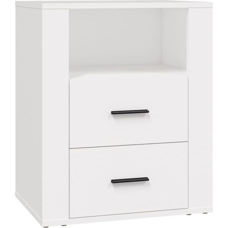 Comodino con 2 cassetti e un vano 50 x 36 x 60 cm in legno ingegnerizzato bianco DEC033420