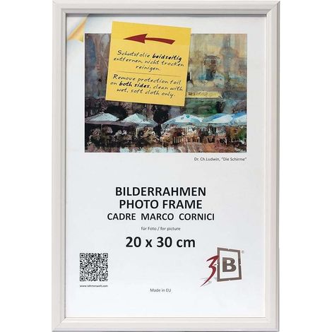Cornice portafoto in legno con vetro acrilico, 20x30 cm, bianca.