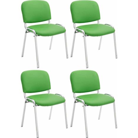 Set de 4 sillas Ken Cromadas en polipiel Verde (1/4)