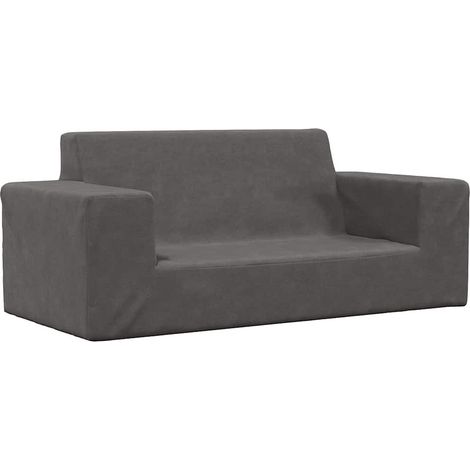 Sofá para niños de 2 plazas de felpa suave gris antracita vidaXL