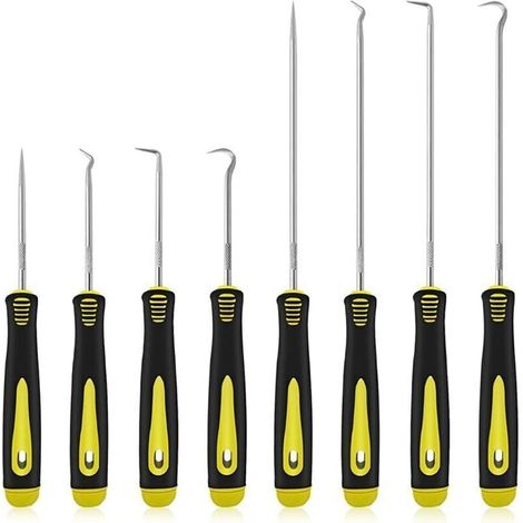 Lot de 8 crochets longs et courts pour retirer les tuyaux de voiture, extracteur de joint d'huile, crochet de joint torique, garniture de tuyaux sous vide, outil de voiture (1/4)