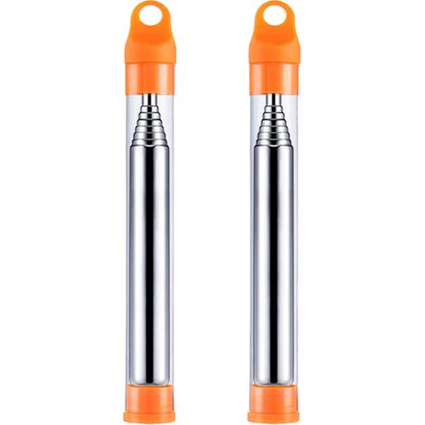 Lot de deux chalumeaux extensibles en acier inoxydable, soufflet de poche, allume-feu de camping, outil portable pour allumer un feu en extérieur. (1/5)