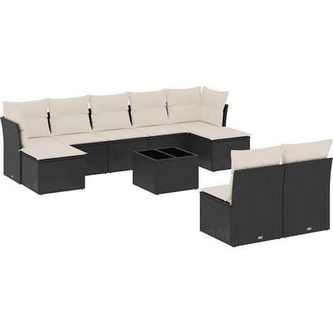 Maison Exclusive - Set de sofás de jardín 10 pzas cojines ratán s (1/5)