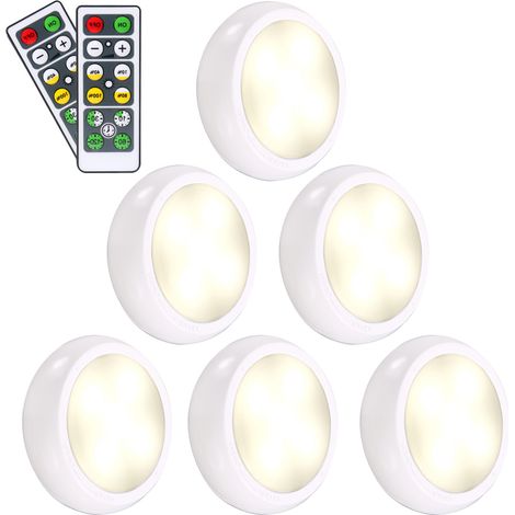 Ortviai Appliques LED sous meuble avec télécommande double, 6 unités, minuterie réglable (10/30/60/120 min) et intensité variable