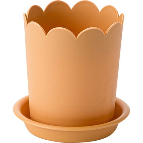 Pot À Plantes En Plastique - Avec Soucoupe - Design Moderne Rond - Trou De Drainage - Pour Intérieur Et Extérieur - 1 Unité (1/5)