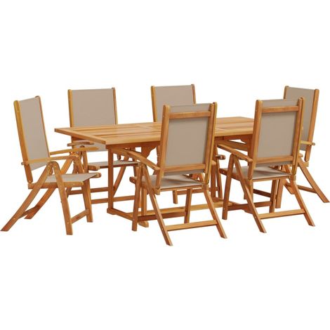 Set Pranzo da Giardino 7pz Legno Massello di Acacia e Textilene vidaXL (1/5)