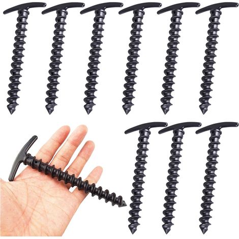 Piquet De Tente - En Plastique Spiralé - 14,5 Cm - Forme T - Pour Camping Et Toile - Lot De 10 (1/5)