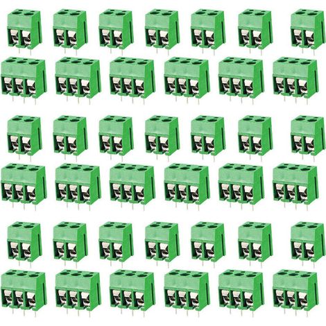 100 pcs PCB Vis Connecteur, Bornier à Souder Vert 5mm, Bornier à Vis de PCB Circuit Imprimé 2 Broches (Pin) et 3 Broches (Pin)