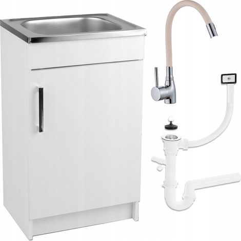 Meuble de cuisine avec évier 50x40 - Blanc - Design élégant - Installation flexible