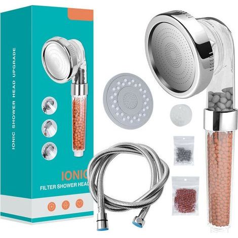 Pommeau de douche Pommeau de Douche, Magichome Pommeau Douche Anti Calcaire avec Tuyau Économiseur d'Eau Haute Pression Filtre à Système de Filtrage Ionique (1/4)