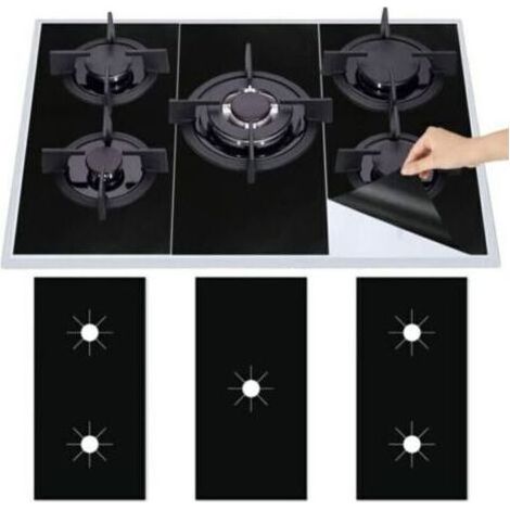 ALLIANDIS3Pcs Plaque de Cuisson à Gaz Protection en Téflon, Tapis de Cuisinière à Gaziniere Gaz Réutilisables, Protection d'écran Anti-adhésif, Nettoyage Rapide (1/4)