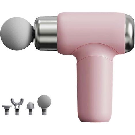 Mini-Faszienmassagepistole mit mehreren Massageköpfen, Akku mit hoher Kapazität und Schnellladefunktion, ideal für Reisen und Sport (rosa). (1/5)