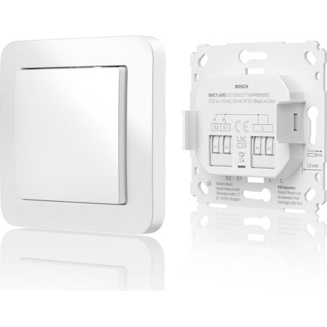 BOSCH SMART HOME - INTERRUPTEUR MURAL POUR ACTEURS INTELLIGENTS, INSTALLATION PEU ENCOMBRANTE DANS LE BOÎTIER D'APPAREIL, POUR C