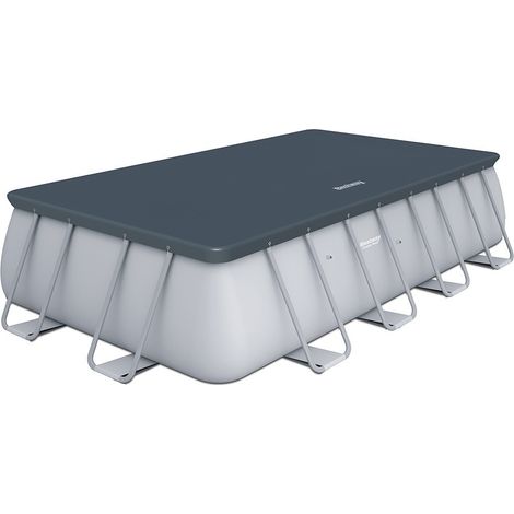 Salone – Bâche de piscine rectangulaire 282x196 cm – Couverture en PVC pour piscines hors sol avec trous de vidange – Fixation sécurisée