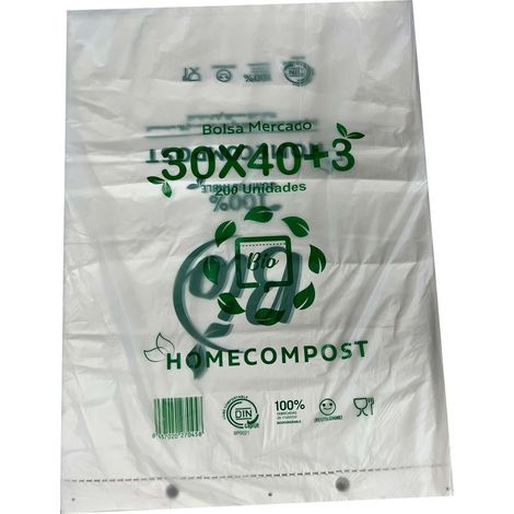 BOLSA BLOC 30X40CM COMPOSTABLE 12 MICRAS PAQUETE 200 UD