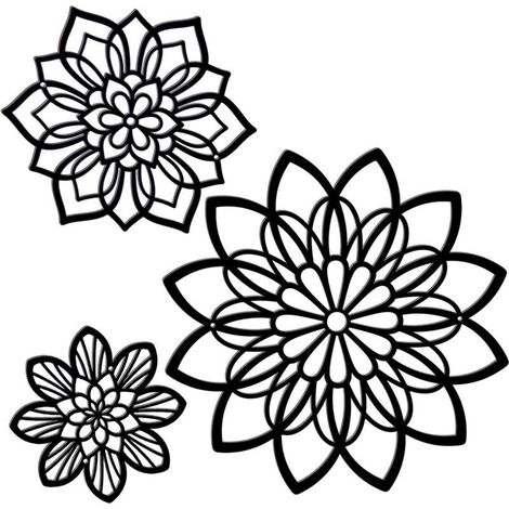 ensemble de 3 decorations murales florales en metal art mural floral noir et suspension murale style ferme noir elegant (1/5)