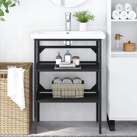vidaXL Estructura de lavabo de hierro negro 59x38x83 cm (1/5)