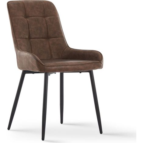 Dining Chairs 2x Faux Leather Upholstered Kitchen Dining Room Chairs Brown (1/5)