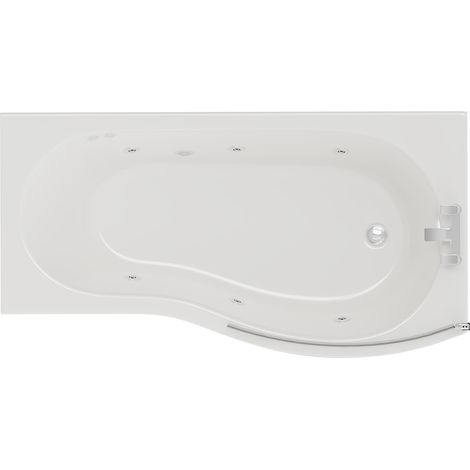 Bayou 1700mm 6 Jet Chrome Flat Jet Right Hand B Shaped Whirlpool Shower Bath with Bath Screen and Front Bath Panel (1/5)