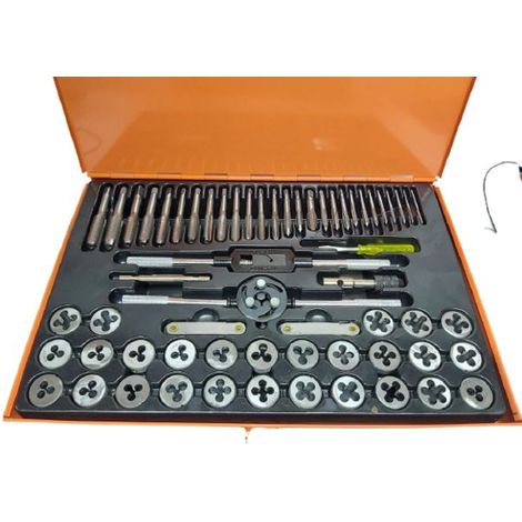 KIT FILIERA 60 PEZZI CASSETTA PER FILETTATURA MASCHI E FEMMINE 16026 (1/5)
