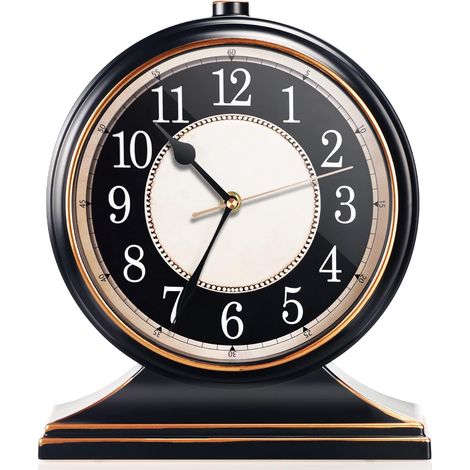 ® Horloge à Poser Vintage – Silencieuse, sans tic-tac, Cadran 10 Pouces, Horloge de Bureau rétro pour Salon, Chambre, étagère, cheminée et décoration de Maison de Campagne (1/5)