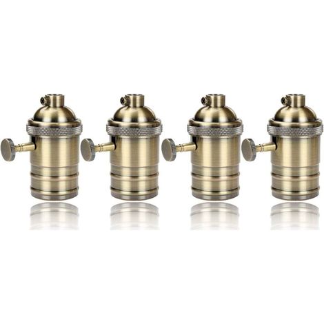 4 Stück Edison-Sockel, Vintage-E27-Lampenadapter mit Schalter, Retro-Vintage-Kronleuchter, kabellos, antikes Messing