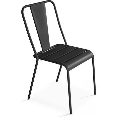 Oviala – Chaise de jardin en métal thermolaqué – Finition époxy anti-corrosion – Assise en lattes ajourées – Dimensions 54x51x83cm – Empilable