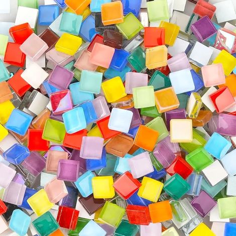 Lot de 1 kg de carreaux de mosaïque (1 x 1 cm, environ 1100 pièces) de pierres de mosaïque, pour travaux manuels, intérieur et extérieur, salle de bain, cuisine, décoration d'intérieur, couleurs (1/5)