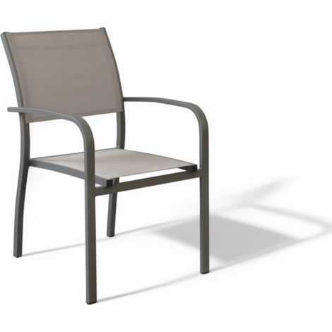 Sedia poltrona in alluminio con braccioli e schienale moderno elegante Peco - Taupe (1/4)