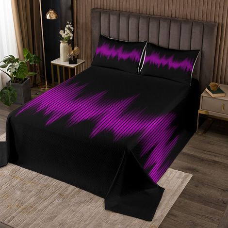 Violet Ombre Dessus de Lit 260x240 Garçon Lignes Géométriques Couvre-Lit Filles Enfants Moderne Art Abstrait Couverture de Lit Violet Dégradé Mode 3D Literie Esthétique Triple Spirale Décor Literie - (1/5)